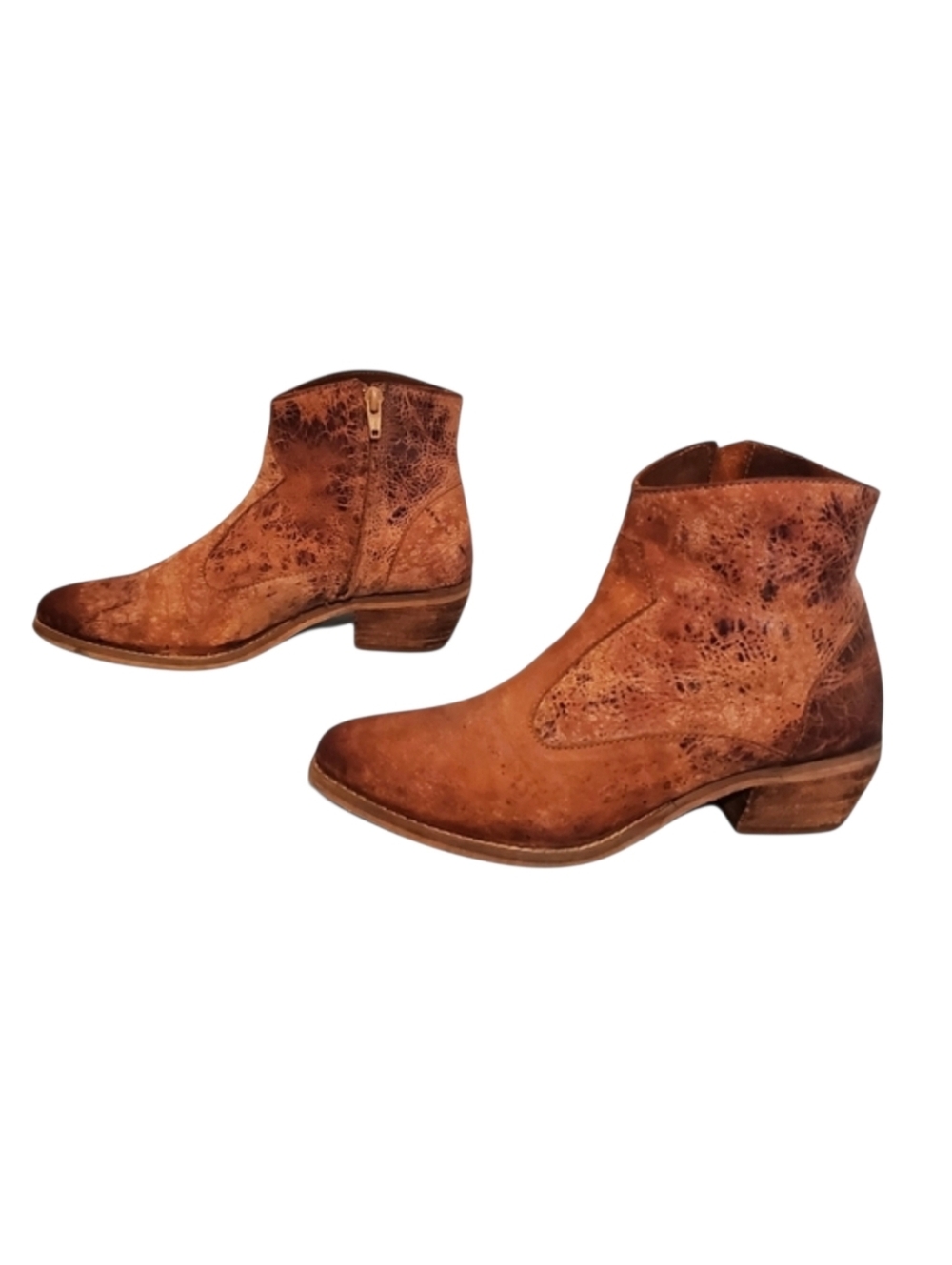 Diba True Brown Leather Zip-Up Ankle Booties Boots Women's Size 6.5